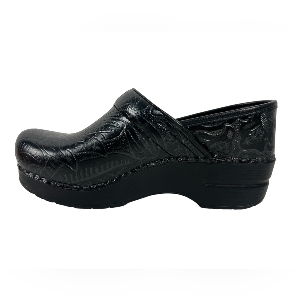 Dansko Black Tooled Leather Professional Clog Shoes Womens EU 36 US 5.5-6 - Picture 3 of 12
